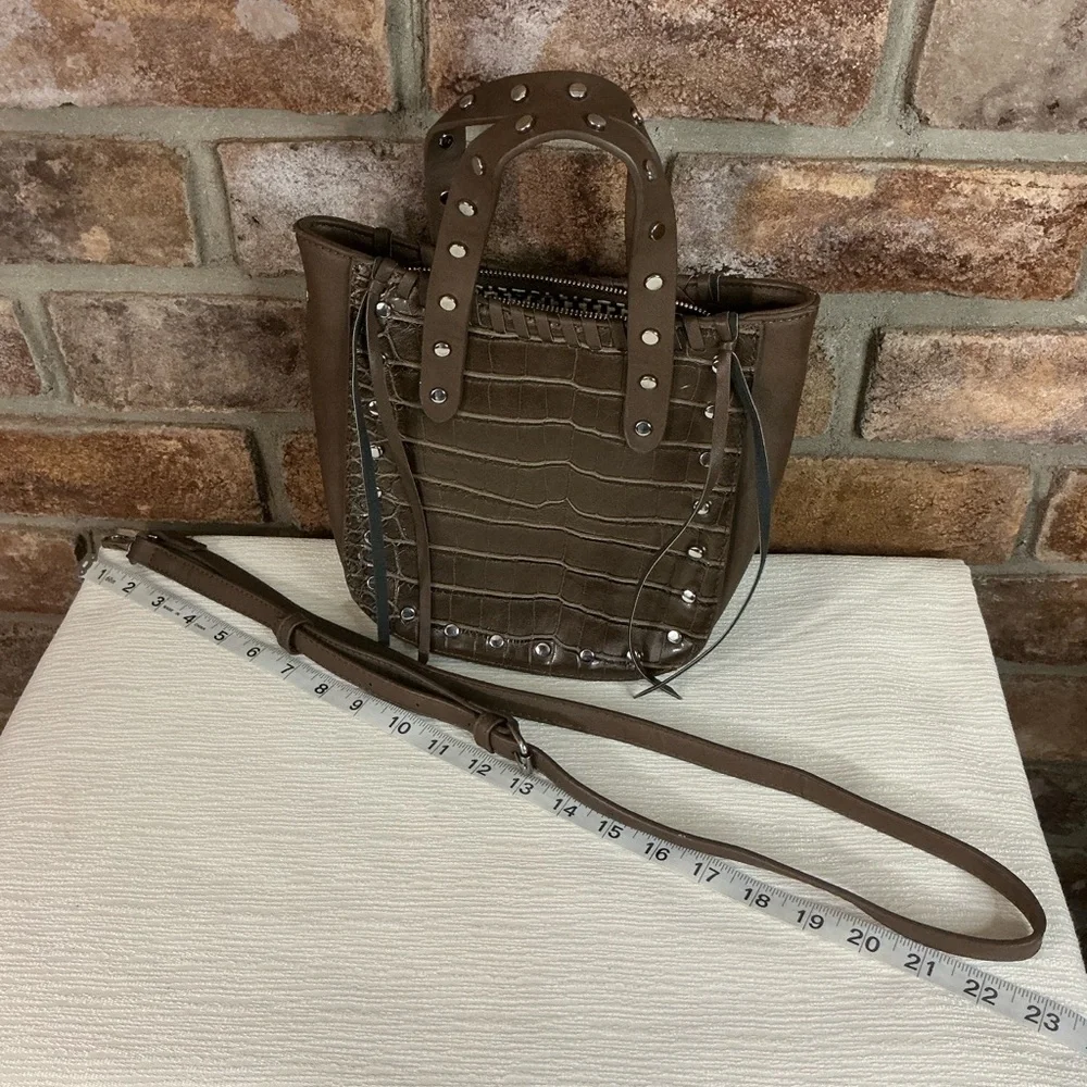 SASHA+SOFI Studded Croc-Embossed Faux Leather Crossbody Bag